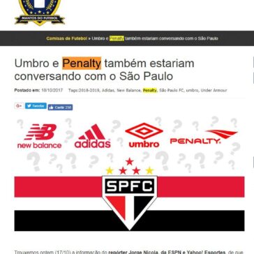 Umbro e Penalty também estariam conversando com o São Paulo – Mantos do Futebol