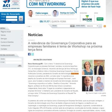 A relevância da Governança Corporativa para as empresas familiares é tema de Workshop na próxima terça-feira – ACI