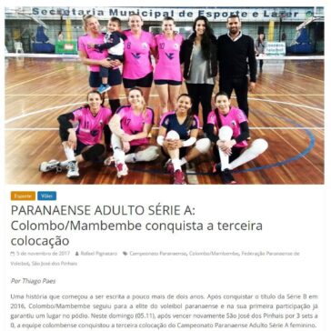 PARANAENSE ADULTO SÉRIE A: Colombo/Mambembe conquista a terceira colocação – Caderno Informativo