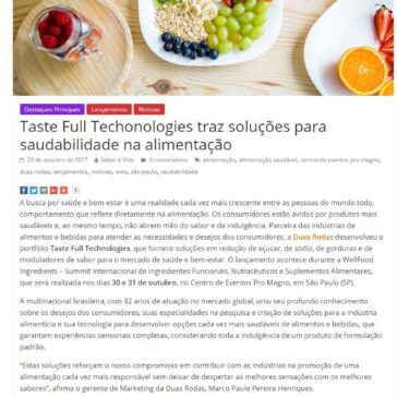 Taste Full Techonologies traz soluções para saudabilidade na alimentação – Sabor à Vida Gastronomia