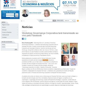 Workshop Governança Corporativa terá transmissão ao vivo pelo Facebook – ACI