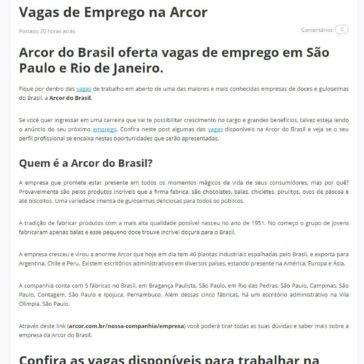 Vagas de Emprego na Arcor – Vaga Work