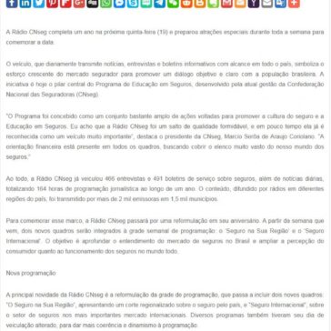 Rádio CNseg completa 1 ano, estreia nova programação e promove debate – SEGS