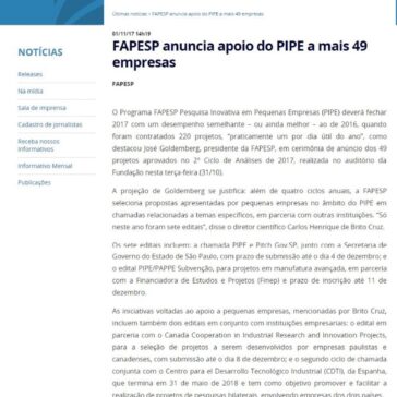 FAPESP anuncia apoio do PIPE a mais 49 empresas – Investe São Paulo