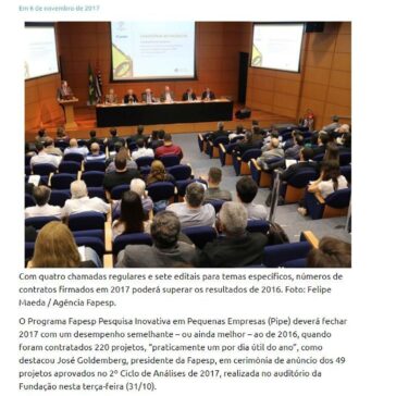 Fapesp anuncia apoio do PIPE a mais 49 empresas – Confap