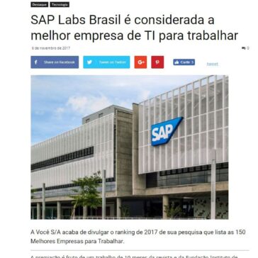 SAP Labs Brasil é considerada a melhor empresa de TI para trabalhar – Teoria Digital