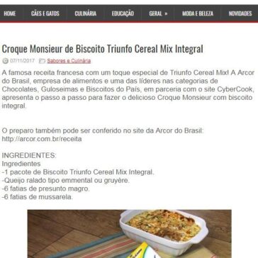 Croque Monsieur de Biscoito Triunfo Cereal Mix Integral – Rede Press