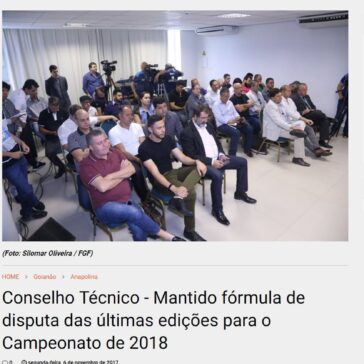 Conselho Técnico – Mantido fórmula de disputa das últimas edições para o Campeonato de 2018 – Tempo Extra