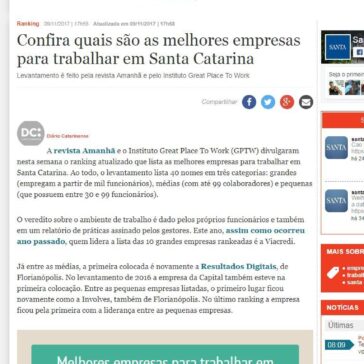 Confira quais são as melhores empresas para trabalhar em Santa Catarina – Jornal de Santa Catarina (On-line)