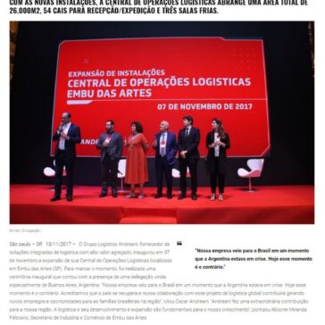 Grupo Argentino Andreani investe R$ 15 milhões em sua Central de Operações Logísticas em Embu das Artes (SP) – Beleza Sustentável