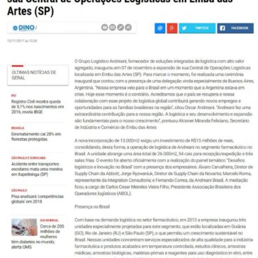 Grupo Argentino Andreani investe R$ 15 milhões em sua Central de Operações Logísticas em Embu das Artes (SP) –
