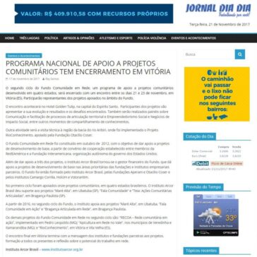 PROGRAMA NACIONAL DE APOIO A PROJETOS COMUNITÁRIOS TEM ENCERRAMENTO EM VITÓRIA – Jornal Dia Dia