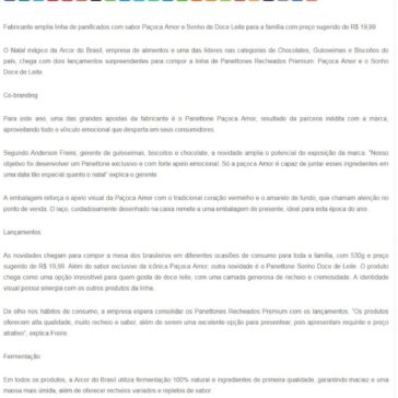 Arcor apresenta Amor e Sonho em forma de Panettones – SEGS