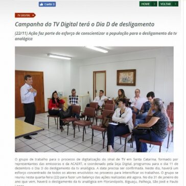Campanha da TV Digital terá o Dia D de desligamento – Acaert