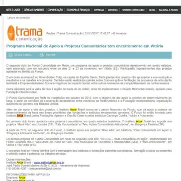 Programa Nacional de Apoio a Projetos Comunitários tem encerramento em Vitória – Maxpress Net