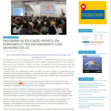PROGRAMA DE EDUCAÇÃO INFANTIL EM PERNAMBUCO TEM ENCERRAMENTO COM SEMINÁRIO DIA 28 – Jornal Dia Dia