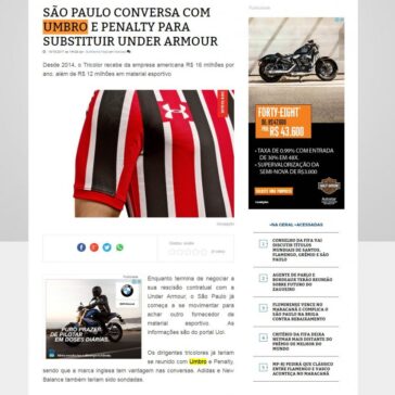 SÃO PAULO CONVERSA COM UMBRO E PENALTY PARA SUBSTITUIR UNDER ARMOUR – O Chute