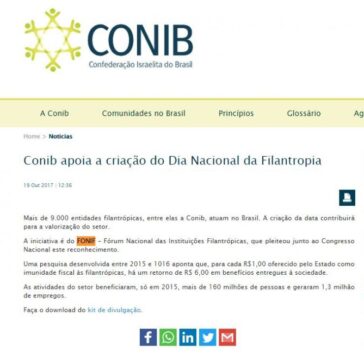 Conib apoia a criação do Dia Nacional da Filantropia – CONIB