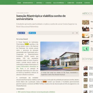 Isenção filantrópica viabiliza sonho de universitária – Notícias Adventistas