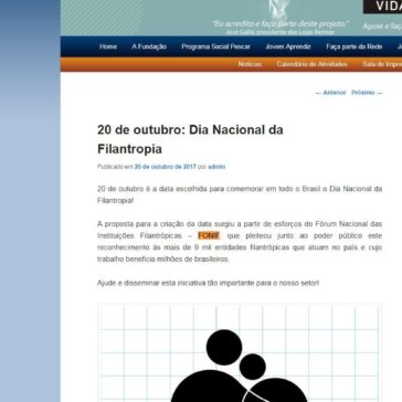 20 de outubro: Dia Nacional da Filantropia – Projeto Pescar