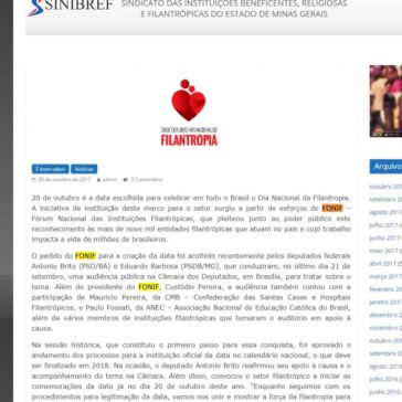 20 de outubro dia nacional da filantropia – Sinibref
