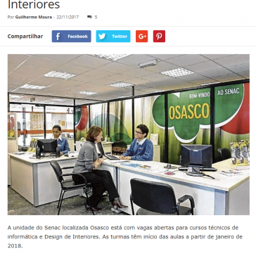 Senac Osasco recebe inscrições para cursos Técnicos de Informática e Design de Interiores – Visão Oeste