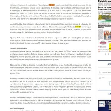 Isenção filantrópica viabiliza sonho de universitária – O Regional