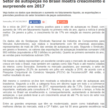 Setor de autopeças no Brasil mostra crescimento e surpreende em 2017 – A Voz de Santa Quitéria
