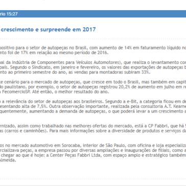 Setor de autopeças no Brasil mostra crescimento e surpreende em 2017 – Agência O Globo