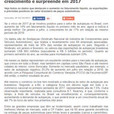 Setor de autopeças no Brasil mostra crescimento e surpreende em 2017 – Diário de Canindé