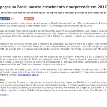Setor de autopeças no Brasil mostra crescimento e surpreende em 2017 – MT em Destaque
