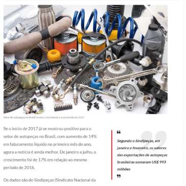 Setor de autopeças no Brasil mostra crescimento e surpreende em 2017 – Negócios em Foco