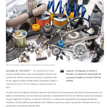 Setor de autopeças no Brasil mostra crescimento e surpreende em 2017 – É Pop na Web