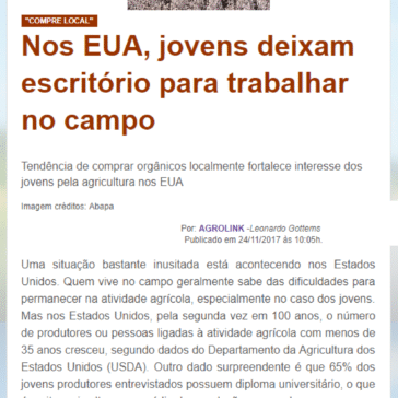 Nos EUA, jovens deixam escritório para trabalhar no campo – Blog Elena Aparecida
