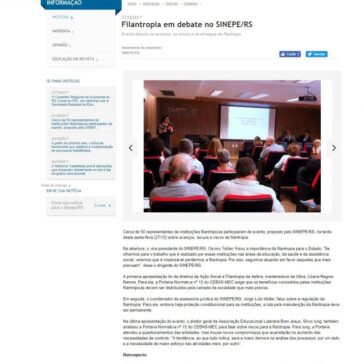 Filantropia em debate no SINEPE/RS – Sinepe RS
