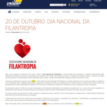 20 DE OUTUBRO: DIA NACIONAL DA FILANTROPIA – Unaerp