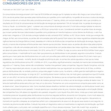 PERDAS DE ENERGIA CUSTAM MAIS DE R$ 8 BI AOS CONSUMIDORES EM 2016 – GS Notícia