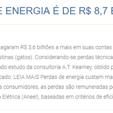 POR ANO, PERDA DE ENERGIA É DE R$ 8,7 BILHÕES – GS Notícias