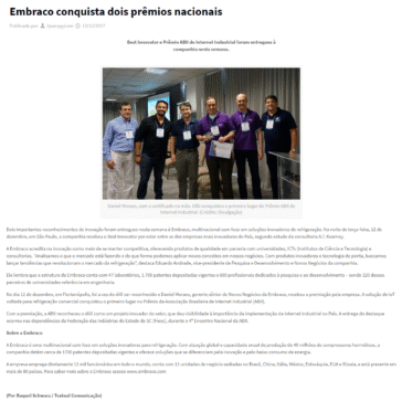 Embraco conquista dois prêmios nacionais – Fazer Aqui