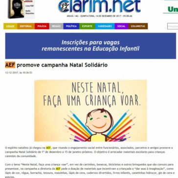 AEF promove campanha Natal Solidário – Jornal Clarim
