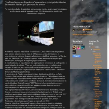 ‘Intelbras Segurança Experience’ apresenta as principais tendências de mercado e reúne 500 parceiros em evento – Vento Sistemas Segurança Eletrônica e Telecomunicação