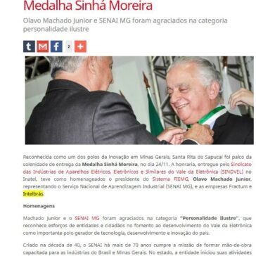 Presidente do Sistema FIEMG recebe a Medalha Sinhá Moreira – FIEMG