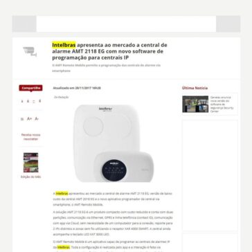 Intelbras apresenta ao mercado a central de alarme AMT 2118 EG com novo software de programação para centrais IP – Digital Security