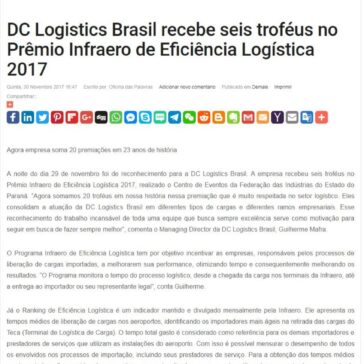 DC Logistics Brasil recebe seis troféus no Prêmio Infraero de Eficiência Logística 2017 – SEGS