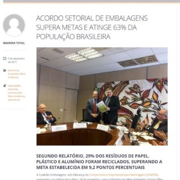 Acordo Setorial de Embalagens supera metas e atinge 63% da população brasileira – Madeira Total