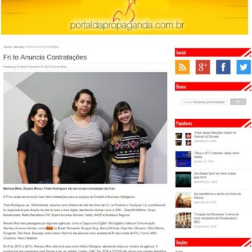Fri.to Anuncia Contratações – Portal da Propaganda