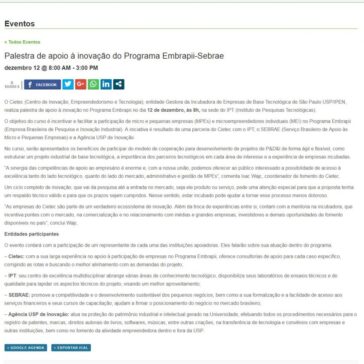 Palestra de apoio à inovação do Programa Embrapii-Sebrae – StarTupi