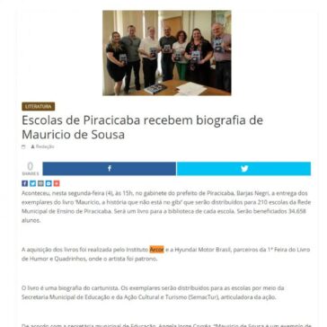 Escolas de Piracicaba recebem biografia de Mauricio de Sousa – Alice Glitz
