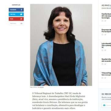 Tribunal Regional do Trabalho de SC tem nova presidente – Diário Catarinense (On-line)