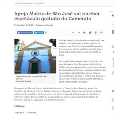 Igreja Matriz de São José vai receber espetáculo gratuito da Camerata – De Olho na Ilha